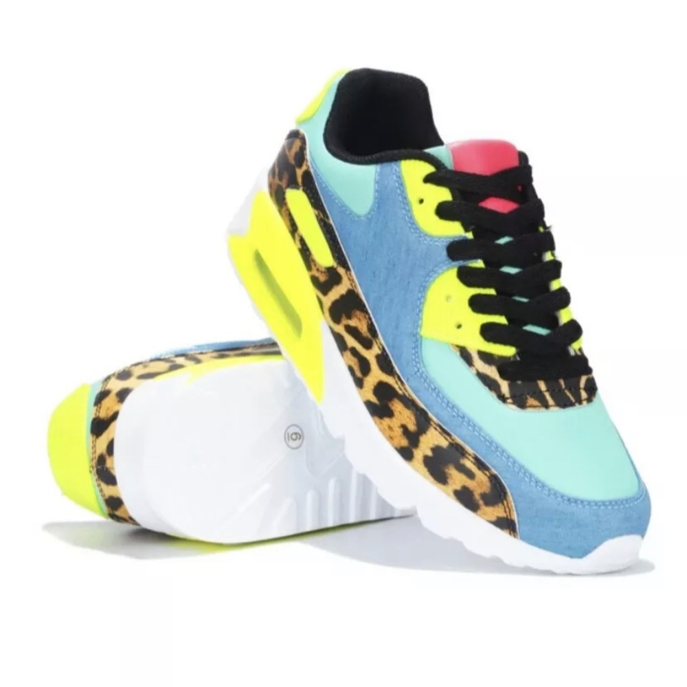 Multicolored Leopard Print Ombre Sneakers - Picture 2 of 5